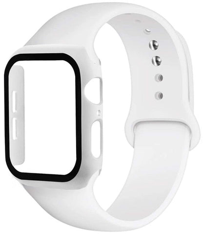 Silicone strap + protector with tempered glass for Apple Watch