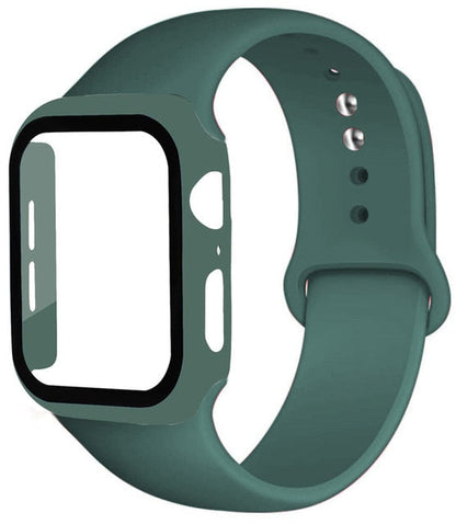 Silicone strap + protector with tempered glass for Apple Watch