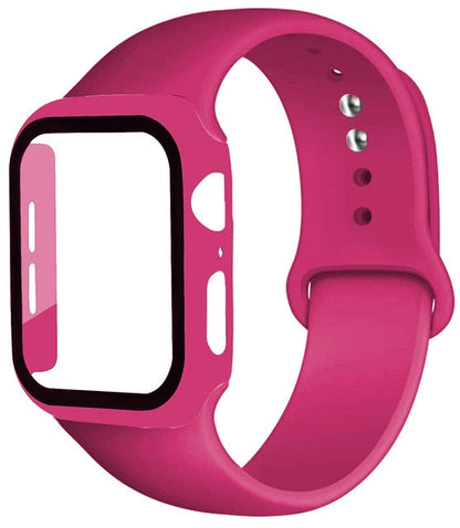Silicone strap + protector with tempered glass for Apple Watch