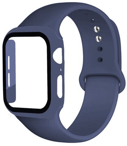 Silicone strap + protector with tempered glass for Apple Watch
