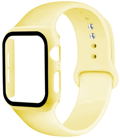 Silicone strap + protector with tempered glass for Apple Watch